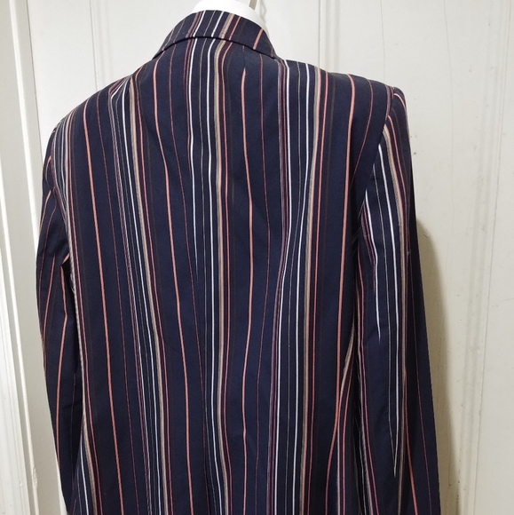 NWT Tommy Hilfiger Navy Blue Pink Cream Pin Striped Classy Blazer - Picture 5 of 13